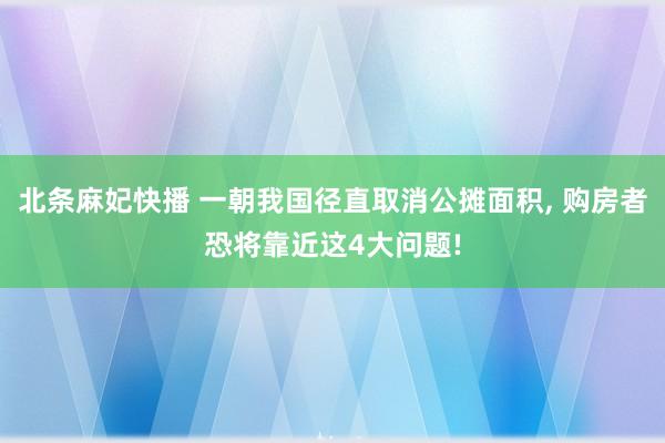 北条麻妃快播 一朝我国径直取消公摊面积, 购房者恐将靠近这4大问题!