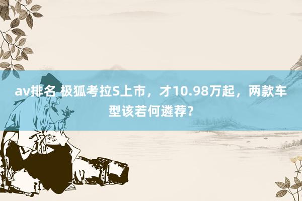 av排名 极狐考拉S上市，才10.98万起，两款车型该若何遴荐？