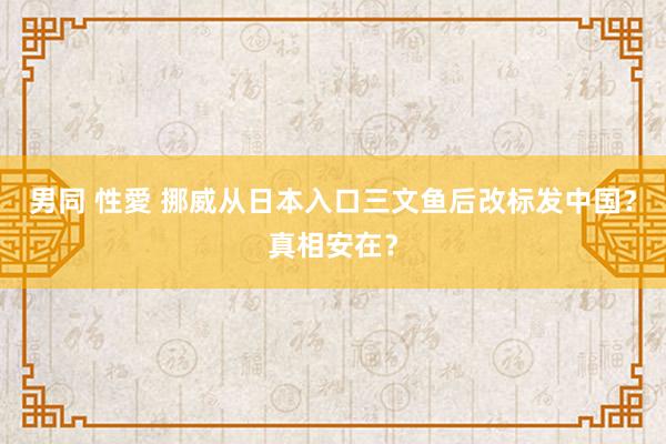 男同 性愛 挪威从日本入口三文鱼后改标发中国？真相安在？