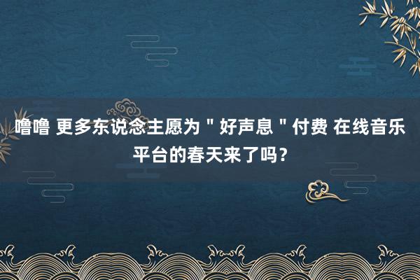 噜噜 更多东说念主愿为＂好声息＂付费 在线音乐平台的春天来了吗？